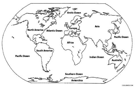 Printable World Map Coloring Page For Kids | Cool2bKids | World map ...