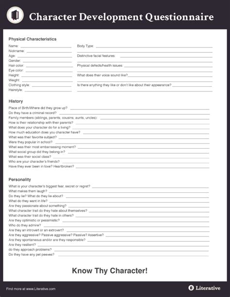 Character Development Worksheet — db-excel.com