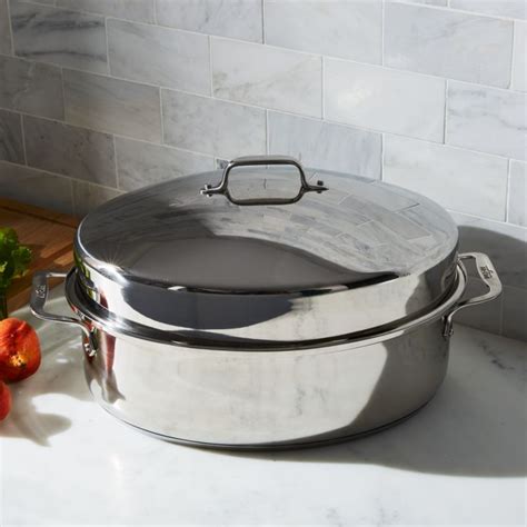 All-Clad ® Oval Roasting Pan with Lid | Crate and Barrel