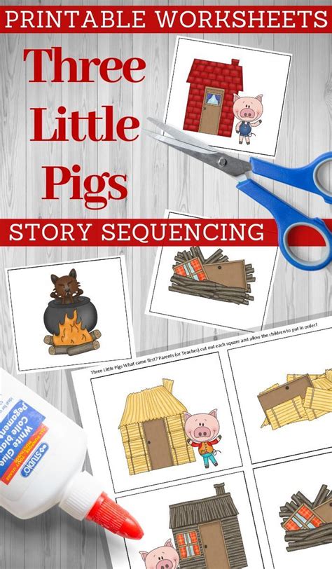 Three Little Pigs Story Sequencing Printable Cards | Three little pigs ...