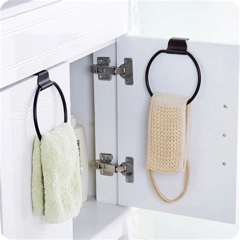 Metal retro round ring hand towel hanging holder kitchen bathroom towel ...