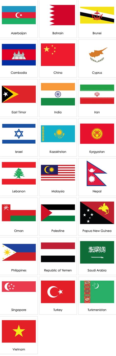 All Asian Countries And Their Flags - Printable Form, Templates and Letter