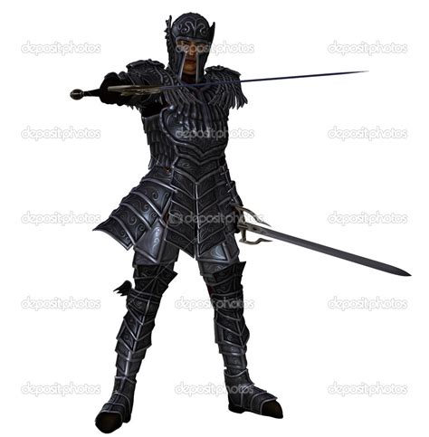 Dark knight fighting with two swords — Stock Photo © greglith #17983707