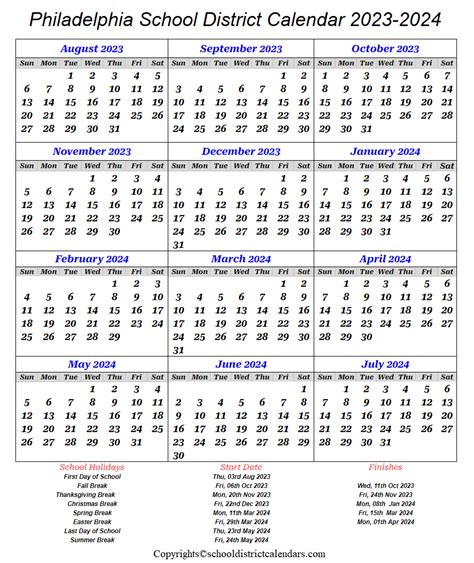 Philadelphia School District Calendar 2023-2024 School District Calendars