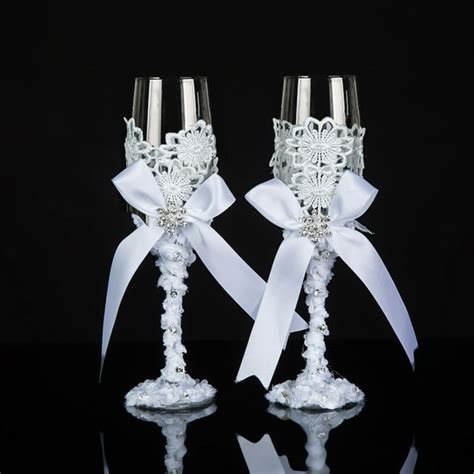 His And Hers Champagne Glasses Handmade Wedding Toasting Flutes Bride ...