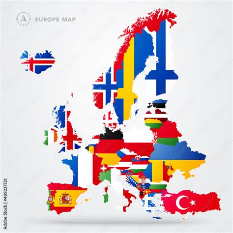 Europe Map With European Flags Stock Vector | Adobe Stock