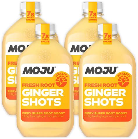 MOJU Ginger Shots - Dosing Bottles (4x420ml Pack, 28 Shots), Immune ...