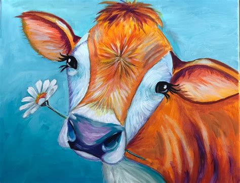 Daisey the Happy Cow | Greenville, SC Wine & Design Cow Paintings On ...