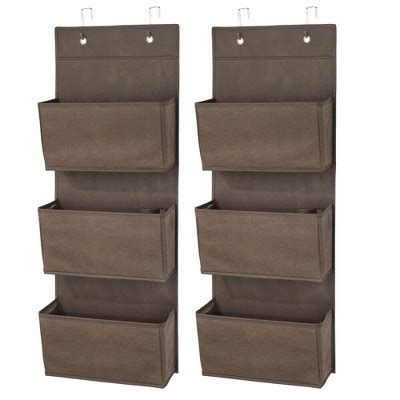 Mdesign Fabric Over Door Hanging Storage Organizer, 3 Pockets, 2 Pack ...