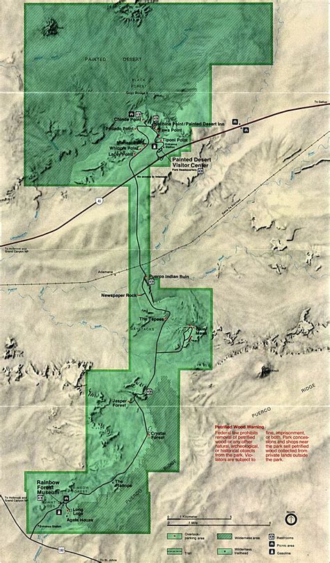 Petrified Forest Map - Painted Desert Arizona USA • mappery