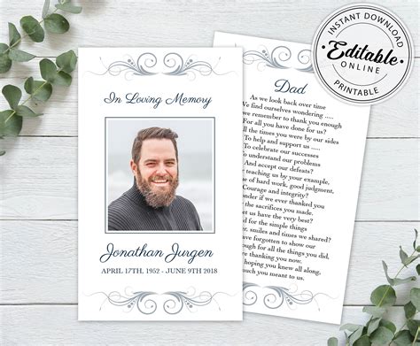 Printable Obituary Cards - Printable Cards