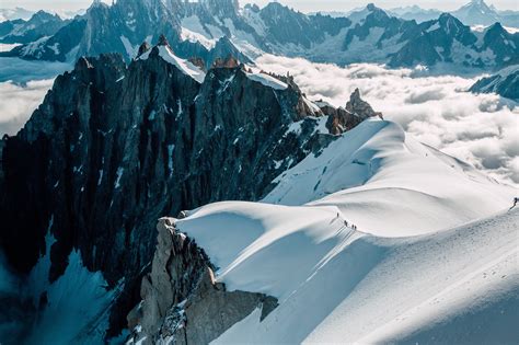 clouds, Aiguille du Midi, Chamonix, winter, France, rocks, mountains ...