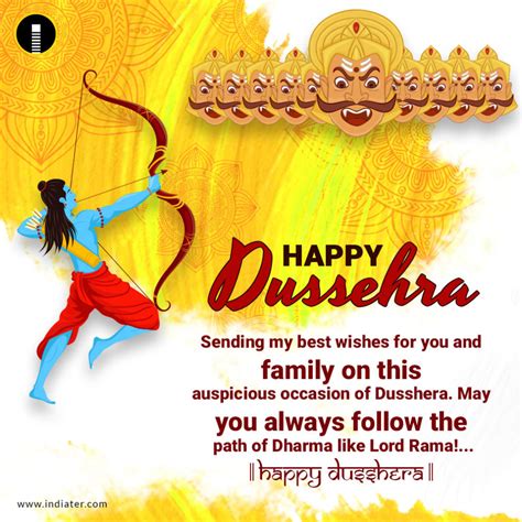 Free Happy Dussehra Greeting Card With Nice Quote - Indiater