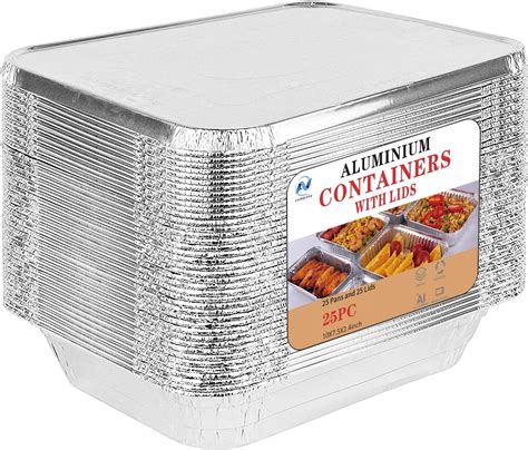 Amazon.com: Foil Pans with Lids 10x7.5 - Aluminum Pans with Covers - 25 ...