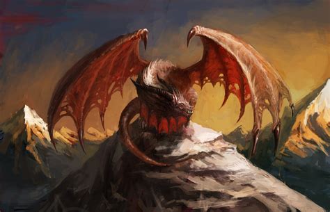 Red dragon painting, fantasy art, digital art, dragon HD wallpaper ...