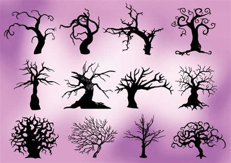 Creepy trees silhouettes - free vector download