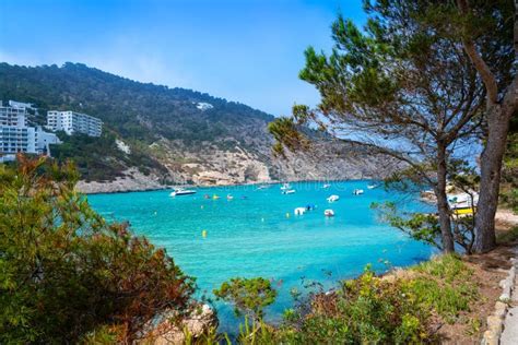 Ibiza Cala Llonga Beach in Santa Eulalia Stock Image - Image of cala ...