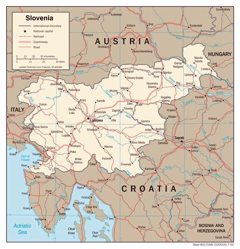 Large detailed political map of Slovenia with roads and cities ...