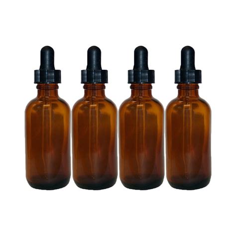 Amber 1oz Dropper Bottle (30ml) Pack of 4 - Glass Tincture Bottles with ...