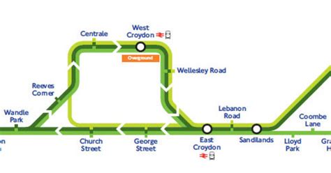 Map of London tram: stations & lines