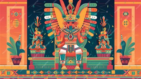 Vibrant Montezuma II in Aztec throne room | Premium AI-generated vector