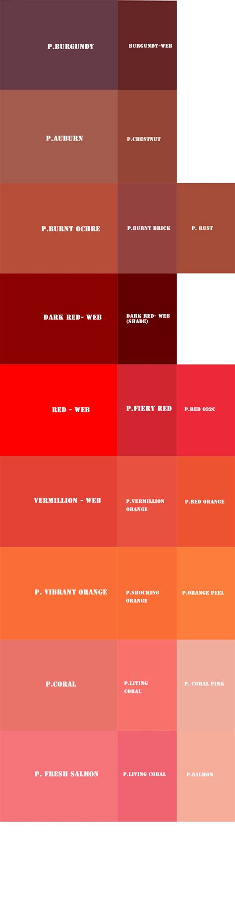 My RED Pantone and web color references. By the way, the Pantone colors ...