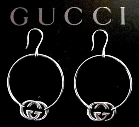 Authentic Gucci Sterling Silver Logo Hoop Earrings – Classic Coco ...