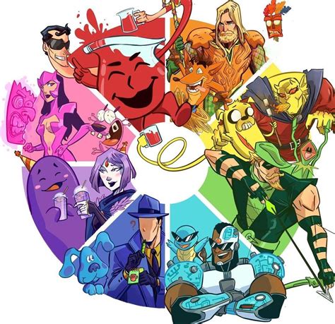 [Fan Art] A DC Comics/Cartoon Character Color Wheel (Kenny Larsen ...