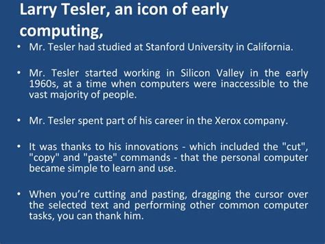 Larry tesler computer scientist, inventor of cut, copy and-paste. | PPT ...