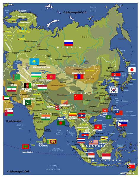 Physical and Administrative Map of Asia | Asia map, World geography map ...