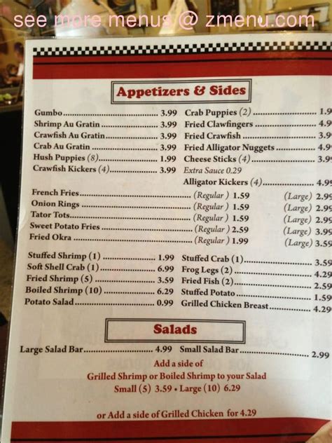 Menu at Landry's Seafood restaurant, Pierre Part