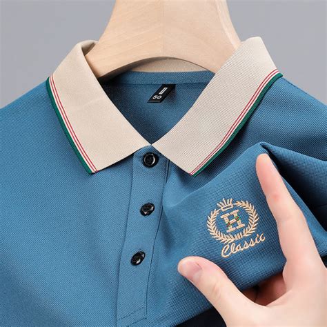 Men's Polo Shirt Embroidery Business Polo Shirt Casual Lapel Short ...