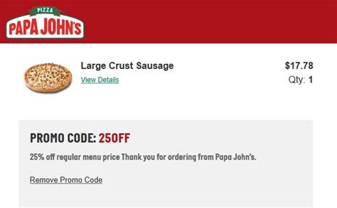 25% off at Papa Johns pizza via promo code 25OFF #papajohns | The ...