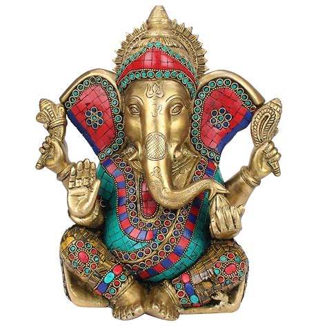 Buy Artvarko Large Brass Ganesha Idol Ganesh Statue Murti God Ganpati ...