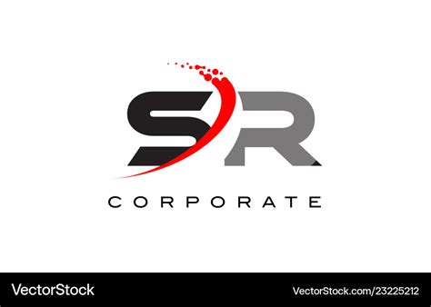 Sr modern letter logo design with swoosh Vector Image