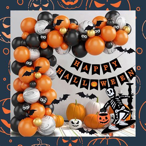 109pcs Halloween Bat Balloon Garland Arch, Orange Black Balloon Arch f ...