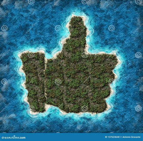 Island in the Shape of a Thumb Up Stock Illustration - Illustration of ...