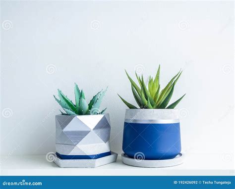 Geometric Concrete Planter. Cement Pot Stock Photo - Image of ...