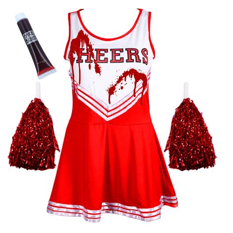 ZOMBIE CHEERLEADER FANCY DRESS HALLOWEEN ADULT BLOOD VAMPIRE COSTUME ...