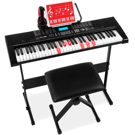 RockJam 61-Key Keyboard Piano Kit With Stand, Bench, Headphones, Note ...