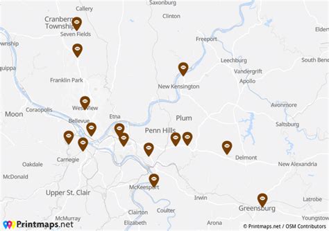 Easily create a map with pins with the Printmaps editor