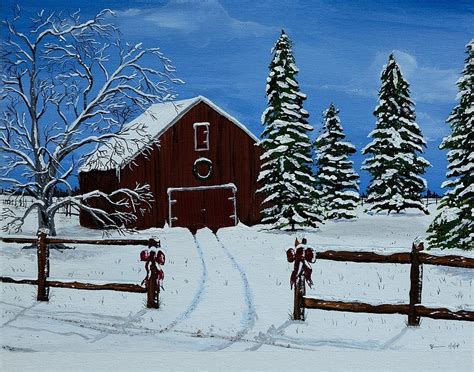 Country Barn in Winter Painting by Shannon Wells - Fine Art America