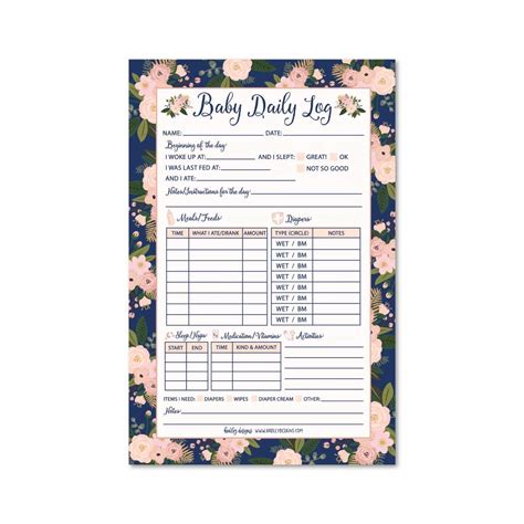 Buy Nanny Newborn Baby or Toddler Log Tracker Journal Book, Daily ...