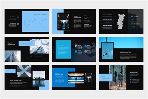 Qezio : Blue Gradient Color Tone Google Slides - Design Template Place