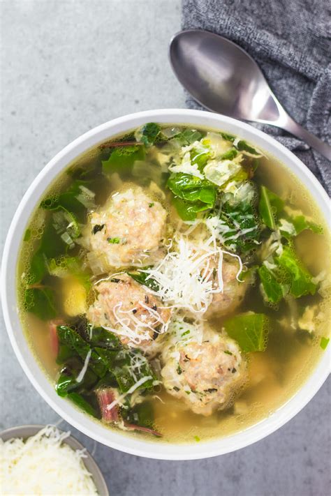 Italian Wedding Soup with Chicken Meatballs - The Retro Foodie