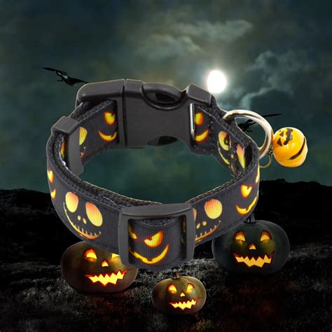 Pet Collars Pumpkin Lamp Halloween Adjustable Dog Collars Cat Collars ...