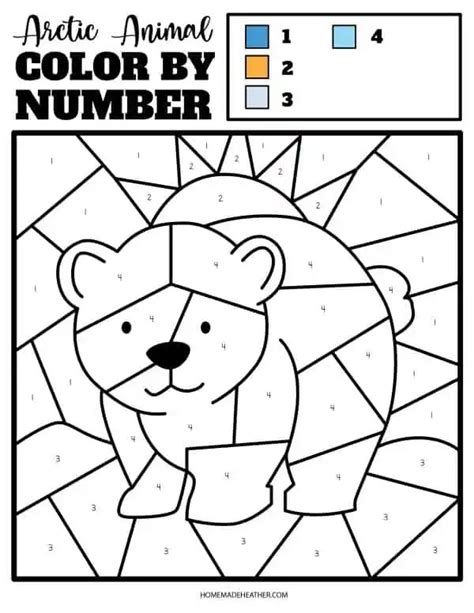 Polar Bear Color By Number Printable | Arctic animals, Polar bear color ...