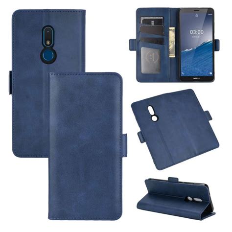 Nokia C3 Leather Flip Case Dual Magnets