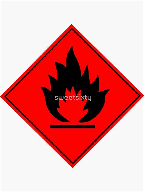 "Flammable Warning Sign" Sticker for Sale by sweetsixty | Redbubble