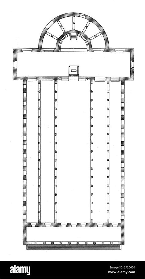 Antique 19th-century illustration of floor plan of the Basilica of St ...